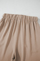 Button Down Vest and Drawstring Wide Leg Pants Set - MyEmpired
