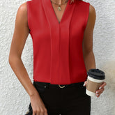 Chic V-neck Blouse, Elegant Sleeveless - MyEmpired