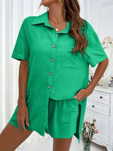 Button Up Shirt and Drawstring Shorts Set - MyEmpired