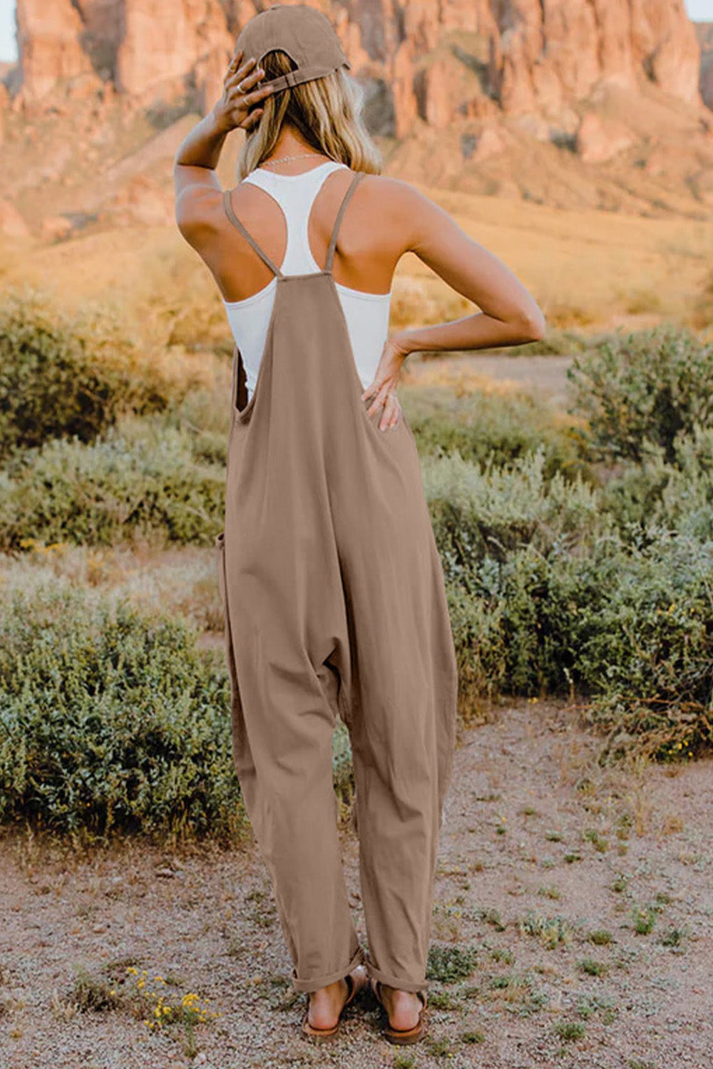Double Take Full Size V-Neck Sleeveless Jumpsuit with Pockets - MyEmpired
