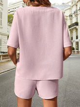 Waffle-Knit Half Sleeve Top and Shorts Set - MyEmpired