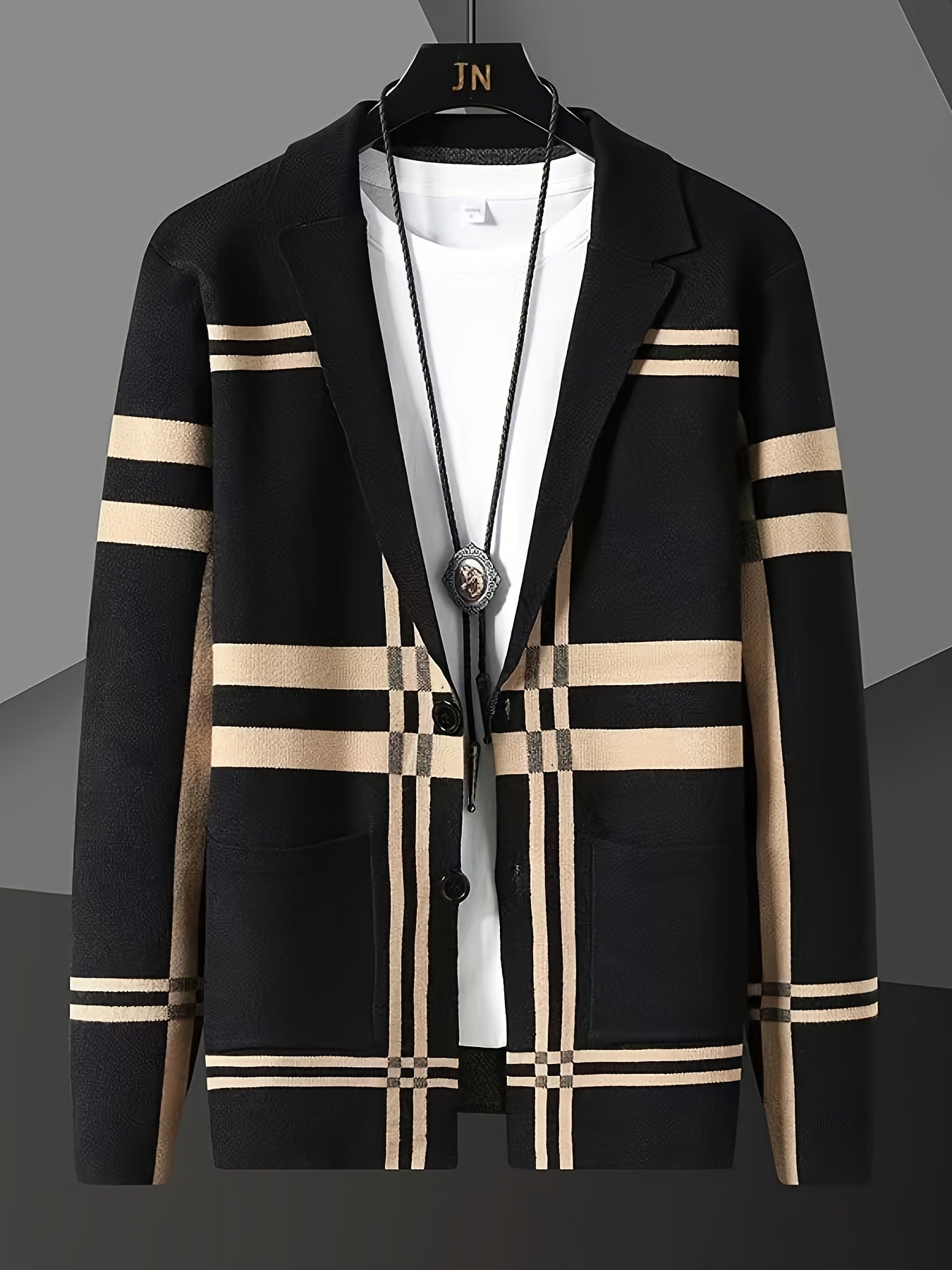 Men's Premium Cotton Slim-Fit Cardigan - Casual Striped, Lapel Collar, Machine Washable - Perfect for Fall/Winter