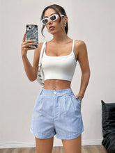 Striped Button Front Shorts, Casual Daily Wear Shorts For Spring & Summer, Women&