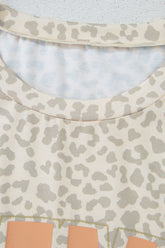 MAMA Letter Graphic Leopard Round Neck T-Shirt - MyEmpired