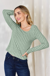 Basic Bae Full Size Ribbed Long Sleeve T-Shirt - MyEmpired