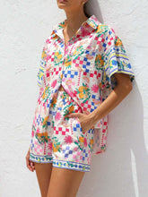 Printed Button Down Short Sleeve Top and Shorts Set - MyEmpired