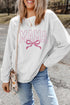 MAMA Bow Round Neck Long Sleeve Sweatshirt - MyEmpired