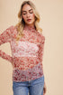Annie Wear Floral Lettuce Hem Sheer Mesh Top - MyEmpired