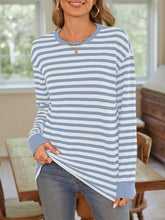 Lovelet Striped Round Neck Long Sleeve T-Shirt - MyEmpired