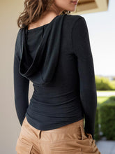Half Snap Long Sleeve Hooded T-Shirt - MyEmpired