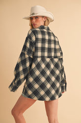Aemi + Co Slit Plaid Half Zip Drop Shoulder Top - MyEmpired