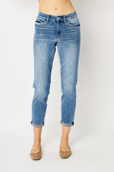 Judy Blue Full Size Cuffed Hem Slim Jeans - MyEmpired