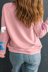 Easter Bunny Bow Knot Sequined Sweatshirt - MyEmpired