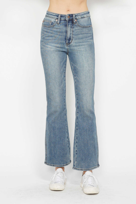 Judy Blue Full Size Tummy Control Back Embroidered Pocketed Bootcut Jeans Plus Size - MyEmpired