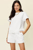 Double Take Full Size Texture Short Sleeve T-Shirt and Drawstring Shorts Set - MyEmpired