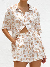 Printed Button Down Short Sleeve Top and Shorts Set - MyEmpired