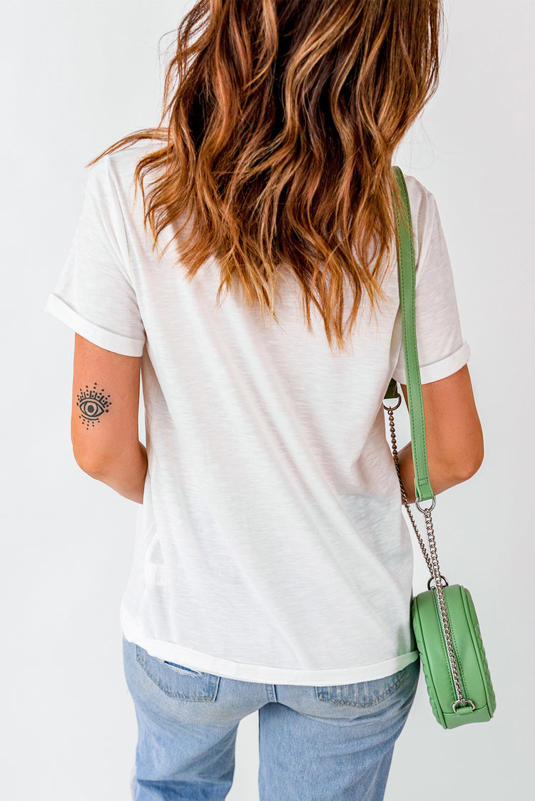 Graphic Round Neck Short Sleeve T-Shirt - MyEmpired