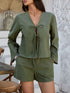Devine Double Tied V-Neck Top and Shorts Set - MyEmpired
