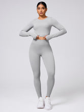 Back Crisscross Round Neck Long Sleeve Top and Leggings Active Set - MyEmpired