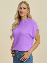 Double Take Full Size Mock Neck Short Sleeve Sweater - MyEmpired