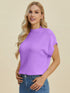 Double Take Full Size Mock Neck Short Sleeve Sweater - MyEmpired