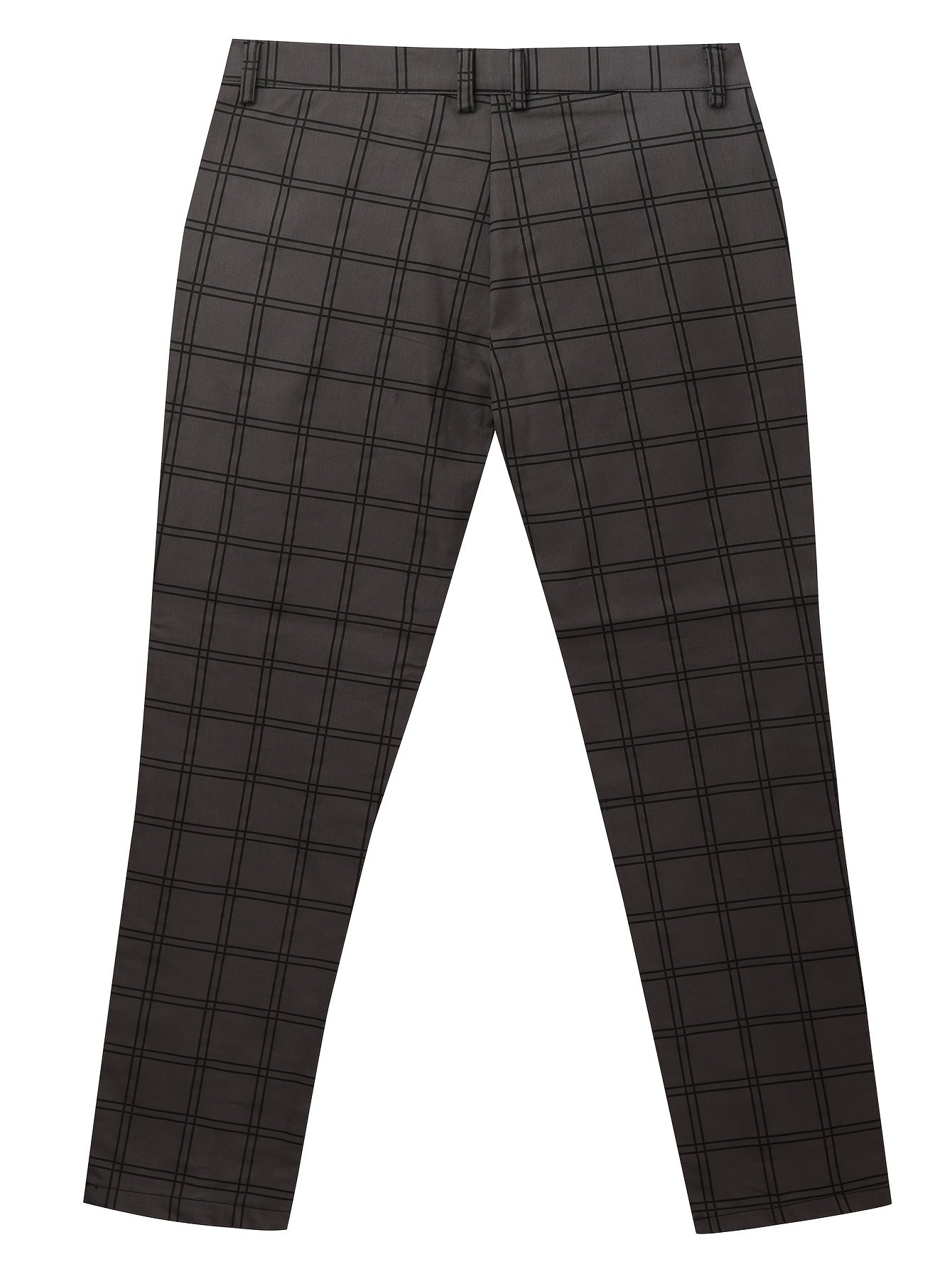 Men's Plaid Formal Dress Pants With Pockets, Slim Fit Trousers For Outdoor Activities, Daily Wear For Spring And Autumn