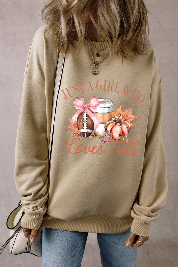 Graphic Round Neck Long Sleeve Sweatshirt - MyEmpired