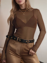 Mock Neck Long Sleeve Sheer Top - MyEmpired
