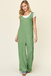Double Take Full Size Texture Sleeveless Wide Leg Jumpsuit - MyEmpired