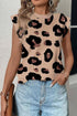 Leopard Round Neck Cap Sleeve T-Shirt - MyEmpired