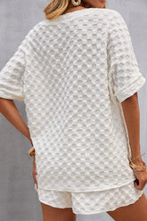 Notched Half Sleeve Top and Shorts Set - MyEmpired