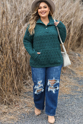 Plus Size Quarter Snap Quilted Sweatshirt - MyEmpired