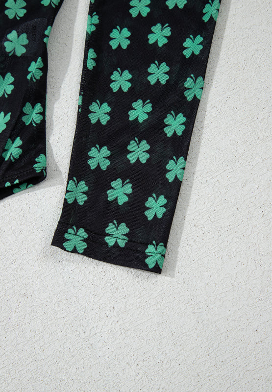 Lucky Clover Mock Neck Long Sleeve Bodysuit - MyEmpired