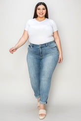 Judy Blue Full Size Cuffed Hem Slim Jeans - MyEmpired