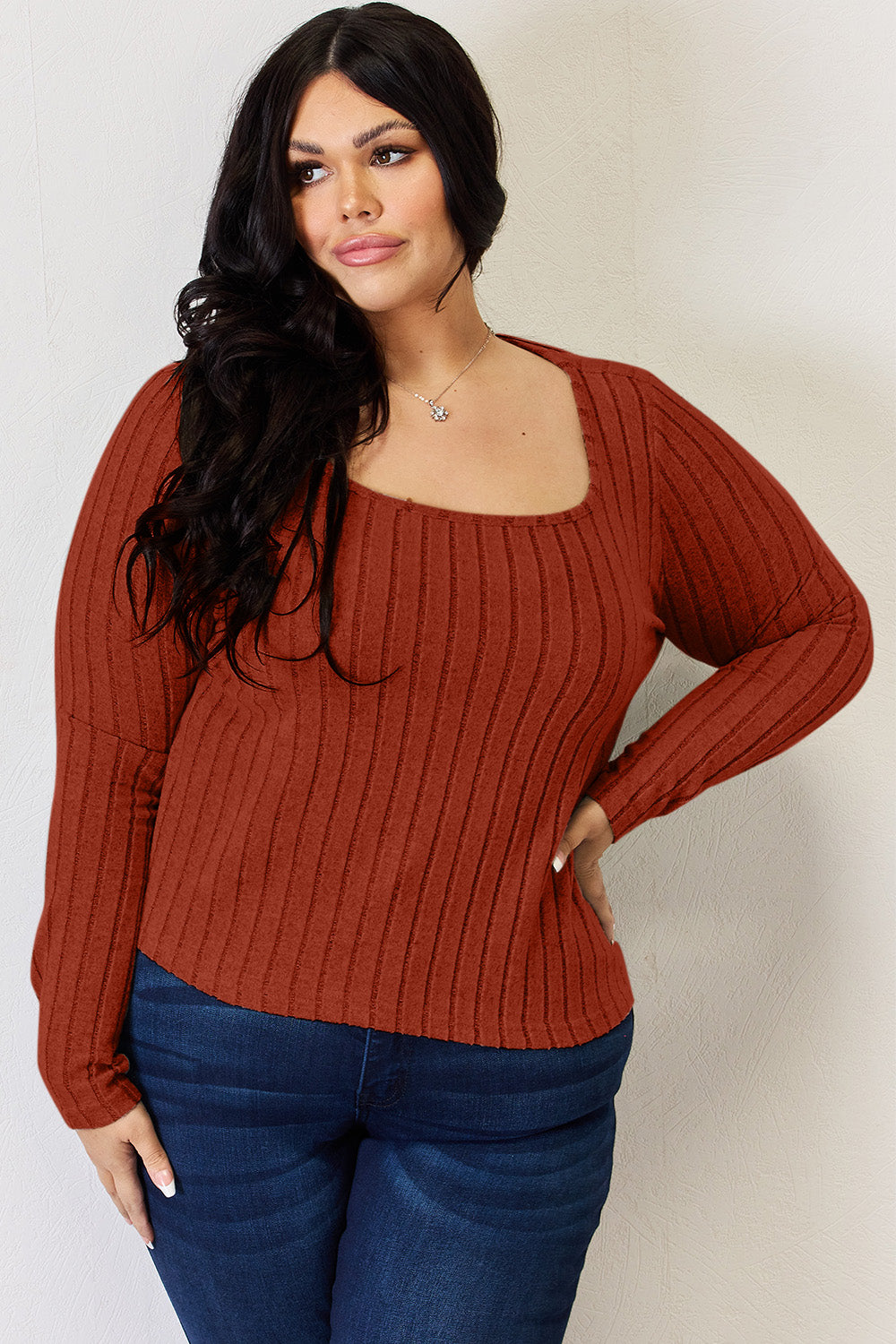 Basic Bae Full Size Ribbed Long Sleeve T-Shirt - MyEmpired