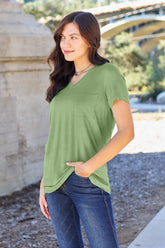 Basic Bae Bamboo Full Size V-Neck Short Sleeve T-Shirt - MyEmpired