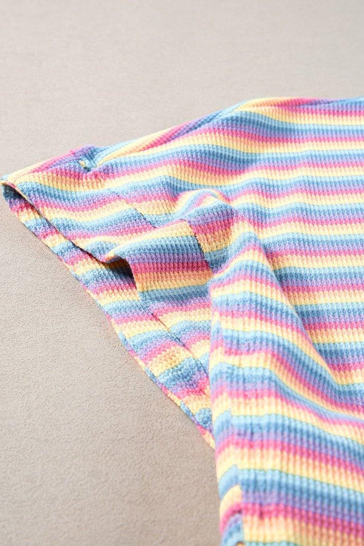 Striped Round Neck Short Sleeve Top and Pants Set - MyEmpired