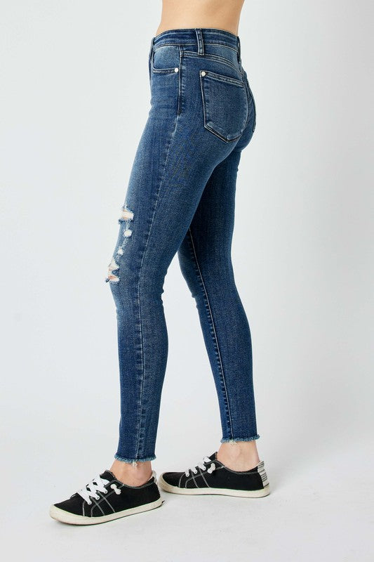 Judy Blue Full Size High Waist Distressed Skinny Jeans - MyEmpired