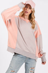 SAGE + FIG Color Block Round Neck Sweatshirt - MyEmpired