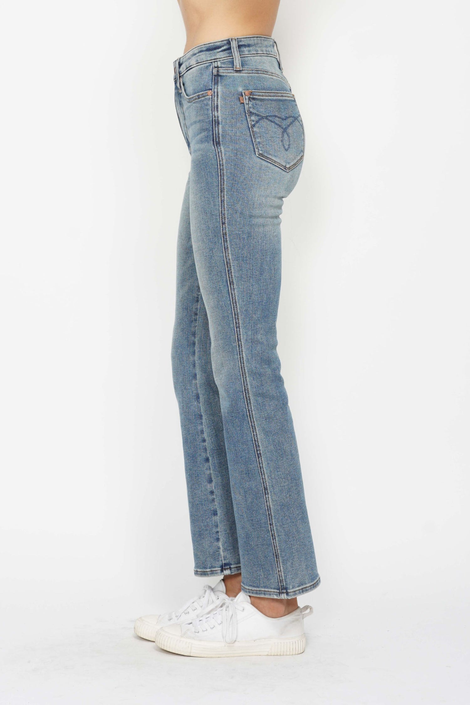 Judy Blue Full Size Tummy Control Back Embroidered Pocketed Bootcut Jeans Plus Size - MyEmpired