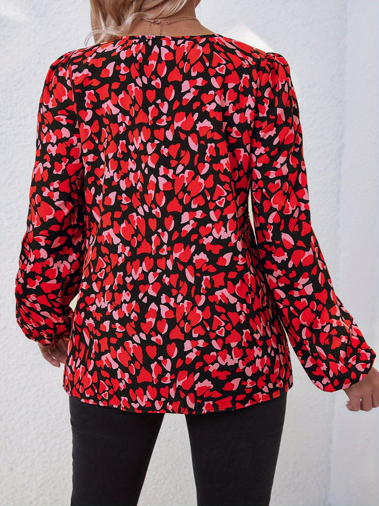 Floral Print Keyhole Neck Blouse - MyEmpired