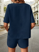 Waffle-Knit Half Sleeve Top and Shorts Set - MyEmpired