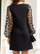 Round Neck Butterfly Mesh Long Sleeve Mini Dress - MyEmpired