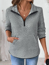 Perfee Texture Half Zip Long Sleeve Sweatshirt - MyEmpired