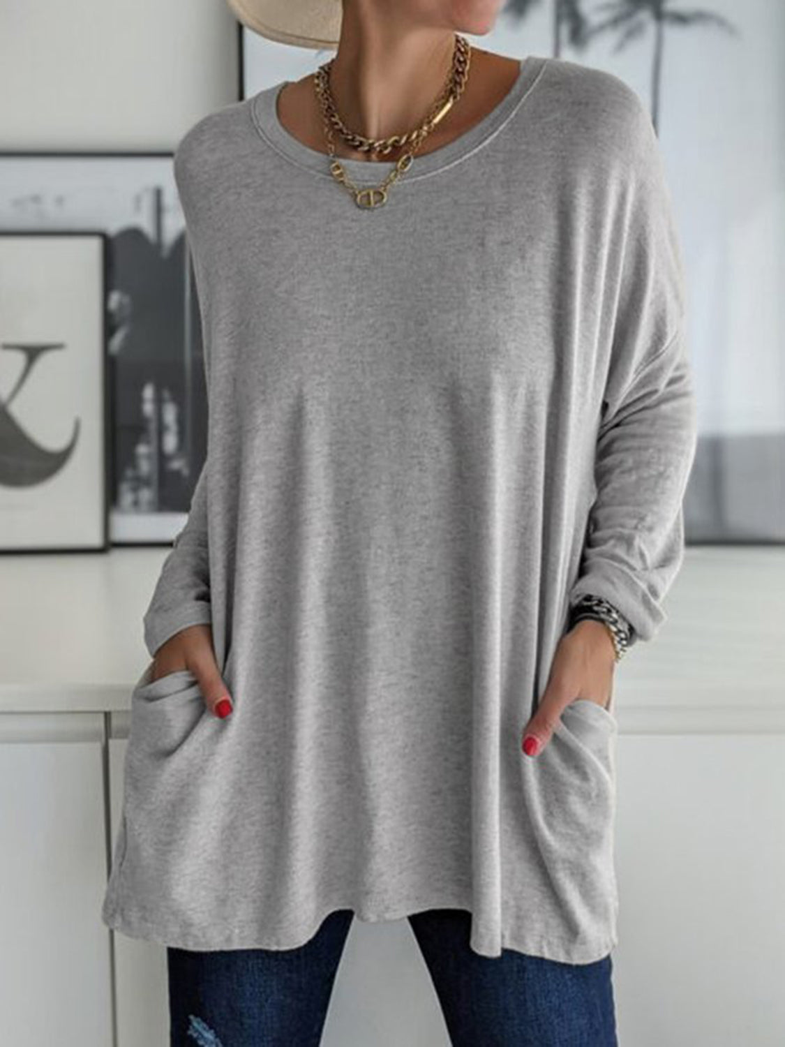 Full Size Round Neck Long Sleeve T-Shirt - MyEmpired