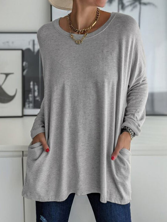 Full Size Round Neck Long Sleeve T-Shirt - MyEmpired