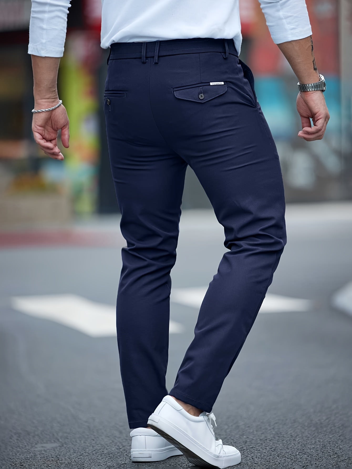 Men's Solid Color Straight Leg Pants, Casual Versatile Comfy Slim Trousers For Spring And Fall As Gift