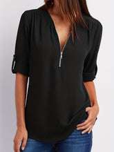 Solid V Neck Blouse - MyEmpired