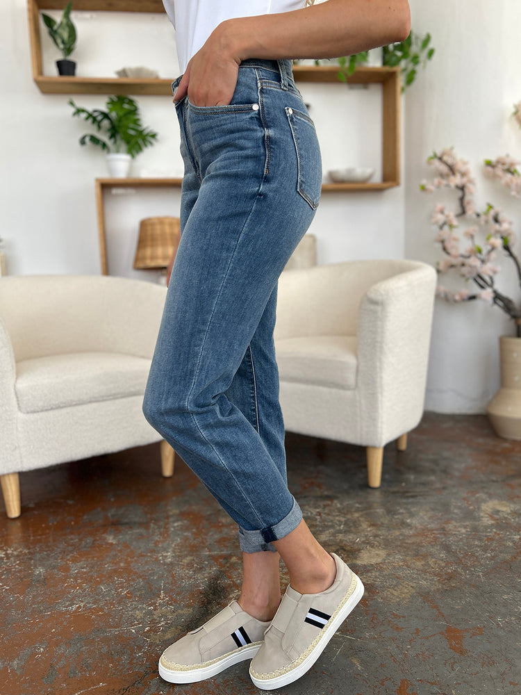 Judy Blue Full Size Cuffed Hem Slim Jeans - MyEmpired