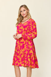 Double Take Full Size Printed Ruffle Hem Dress with Pocket - MyEmpired